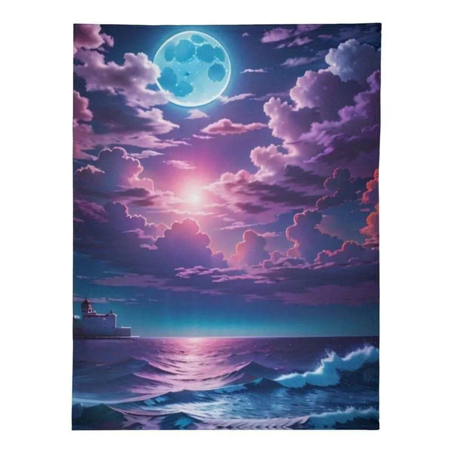 Purple Sunset Blanket | Calming Seascape Fleece Throw - Iron Phoenix GHG