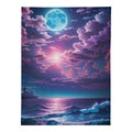 Purple Sunset Blanket | Calming Seascape Fleece Throw - Image 3