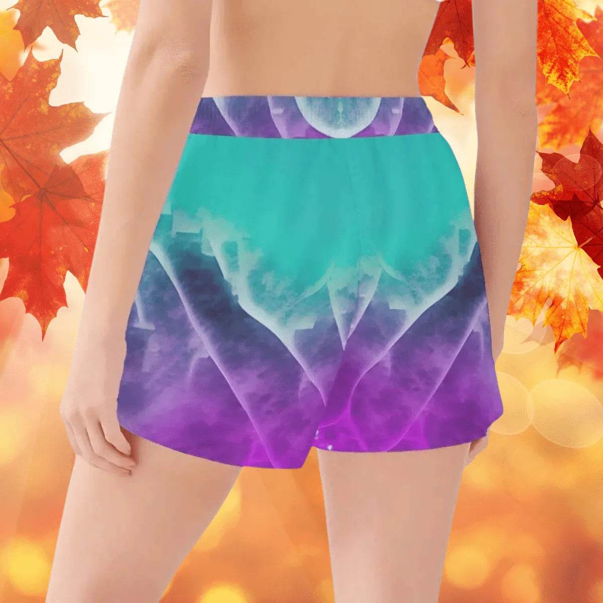 Purple & Teal Women's Beach Shorts - Gamer Style - Iron Phoenix GHG