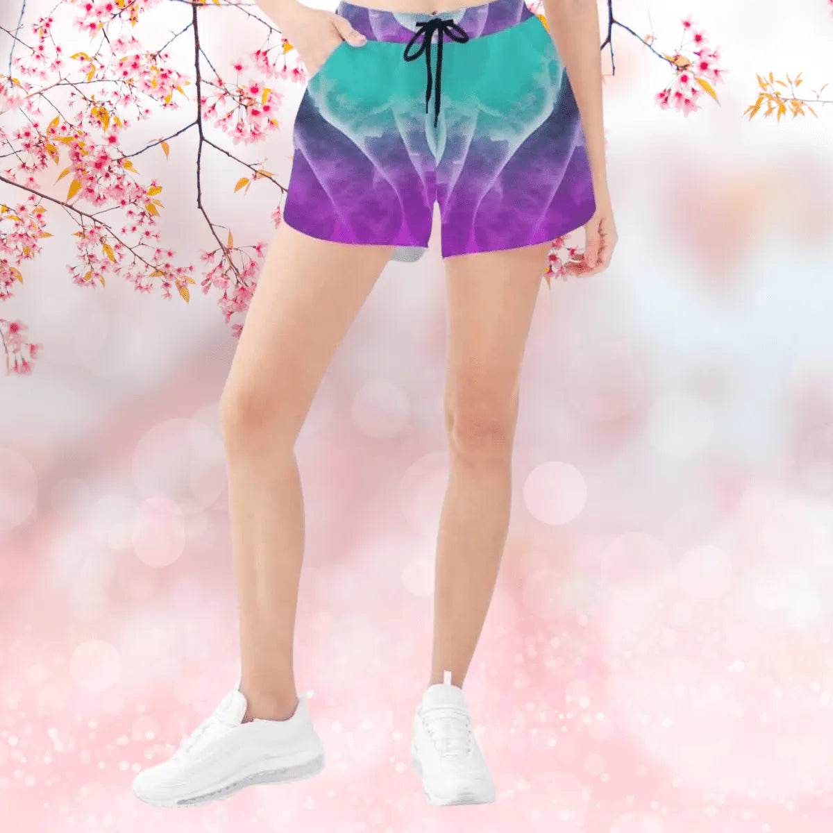 Purple & Teal Women's Beach Shorts - Gamer Style - Iron Phoenix GHG