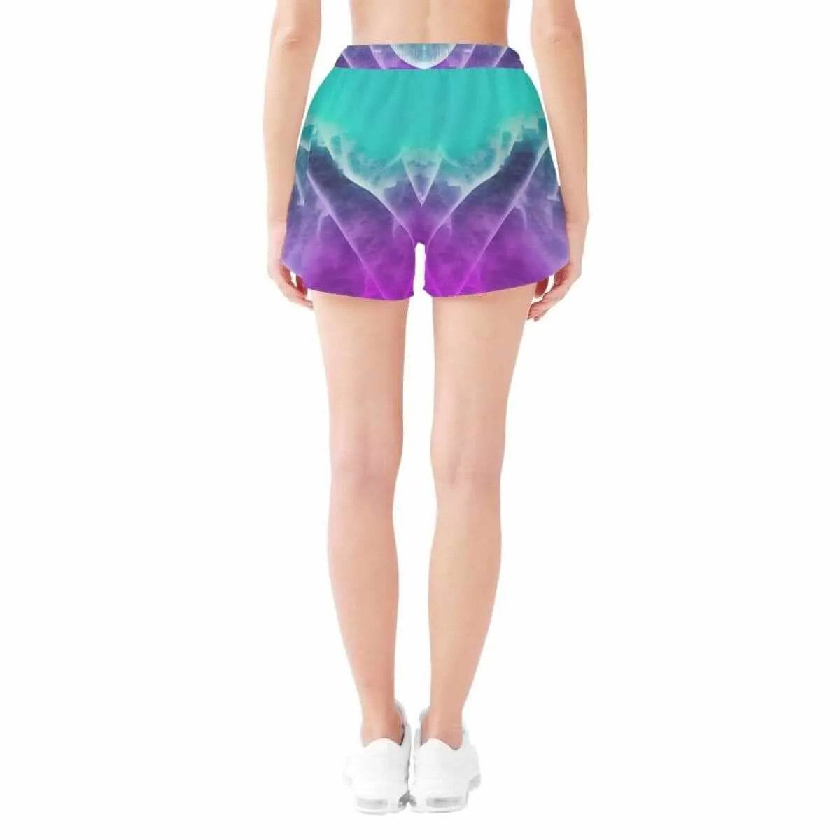 Purple & Teal Women's Beach Shorts - Gamer Style - Iron Phoenix GHG