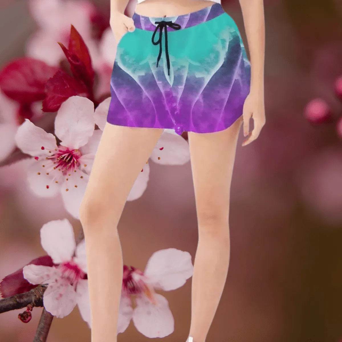 Purple & Teal Women's Beach Shorts - Gamer Style - Iron Phoenix GHG