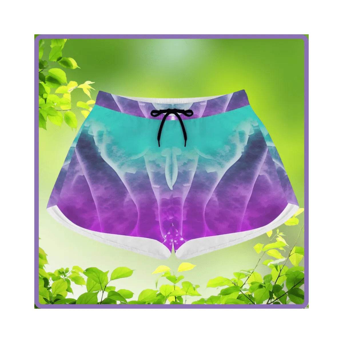 Purple & Teal Women's Beach Shorts - Gamer Style - Iron Phoenix GHG