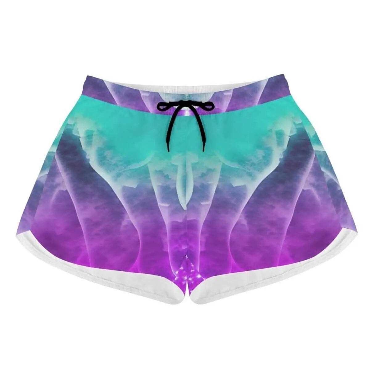 Purple & Teal Women's Beach Shorts - Gamer Style - Iron Phoenix GHG
