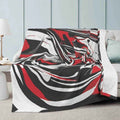 Red Black Abstract Blanket | Modern Gamer Fleece Throw - Image 2