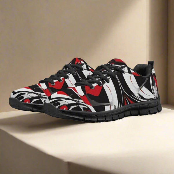 Red, White, and Black Casual Sneakers - Stylish Comfort - Iron Phoenix GHG