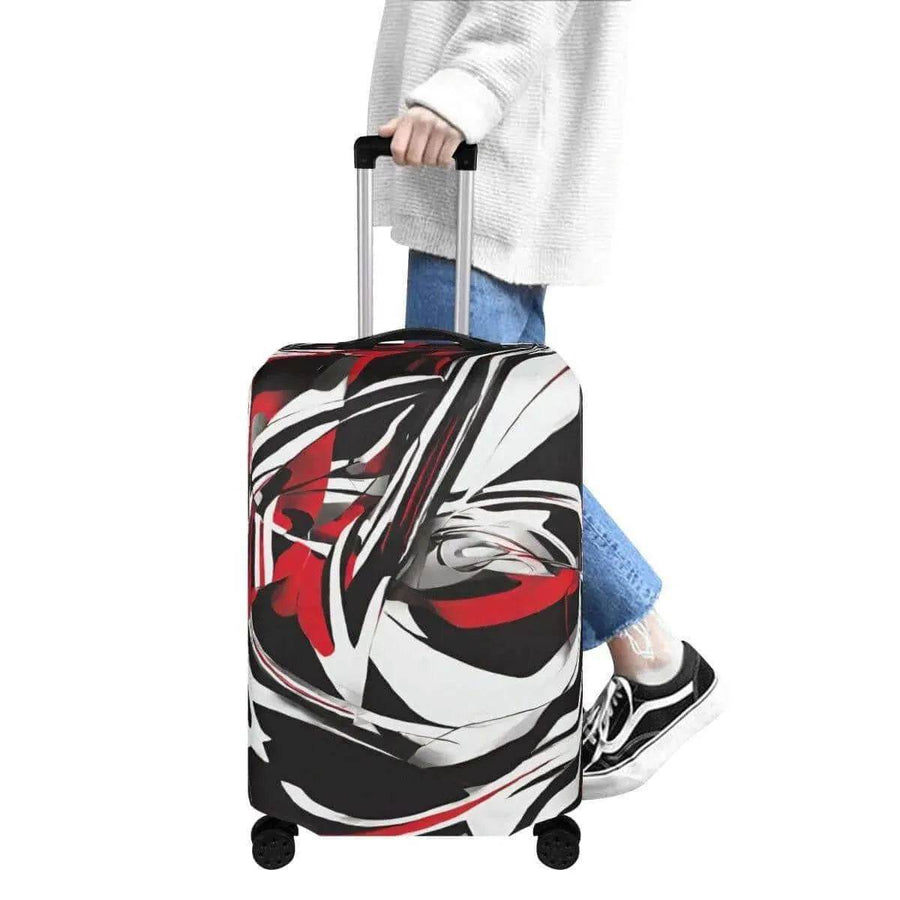 Red Black Abstract Luggage Cover | Modern Travel Gift - Iron Phoenix GHG