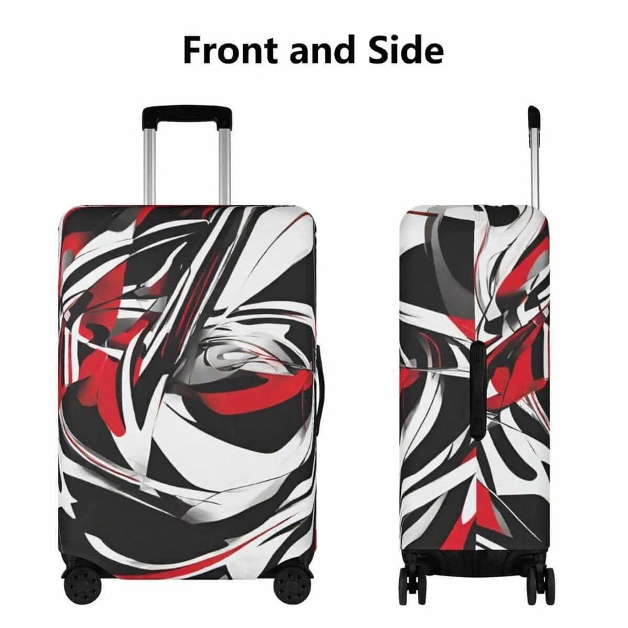 Red Black Abstract Luggage Cover | Modern Travel Gift - Iron Phoenix GHG