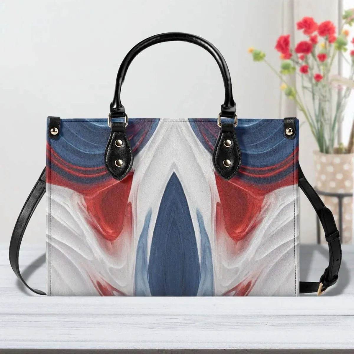 Red White Blue Swirls Tote Bag - Stylish Summer Accessory - Iron Phoenix GHG