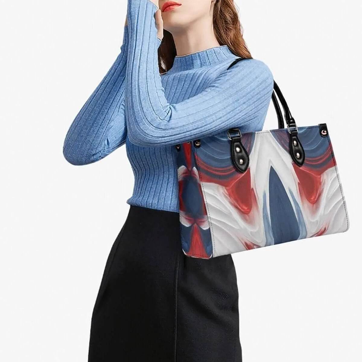 Red White Blue Swirls Tote Bag - Stylish Summer Accessory - Iron Phoenix GHG