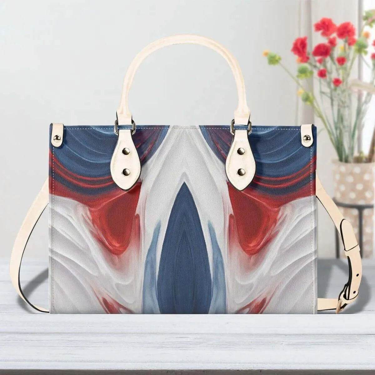Red White Blue Swirls Tote Bag - Stylish Summer Accessory - Iron Phoenix GHG