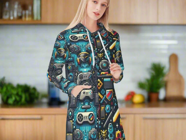 "8-Bit" Retro Gamer Hoodie Dress | Iron Phoenix GHG
