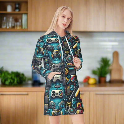 "8-Bit" Retro Gamer Hoodie Dress | Iron Phoenix GHG - Iron Phoenix GHG