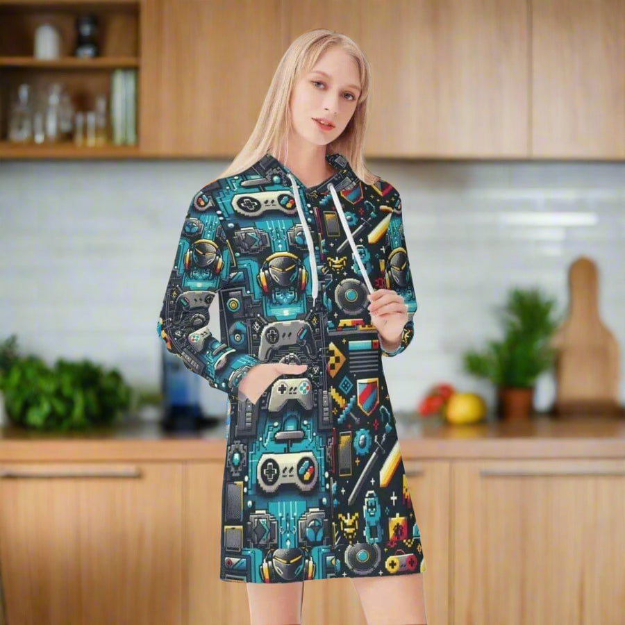 "8-Bit" Retro Gamer Hoodie Dress | Iron Phoenix GHG - Iron Phoenix GHG