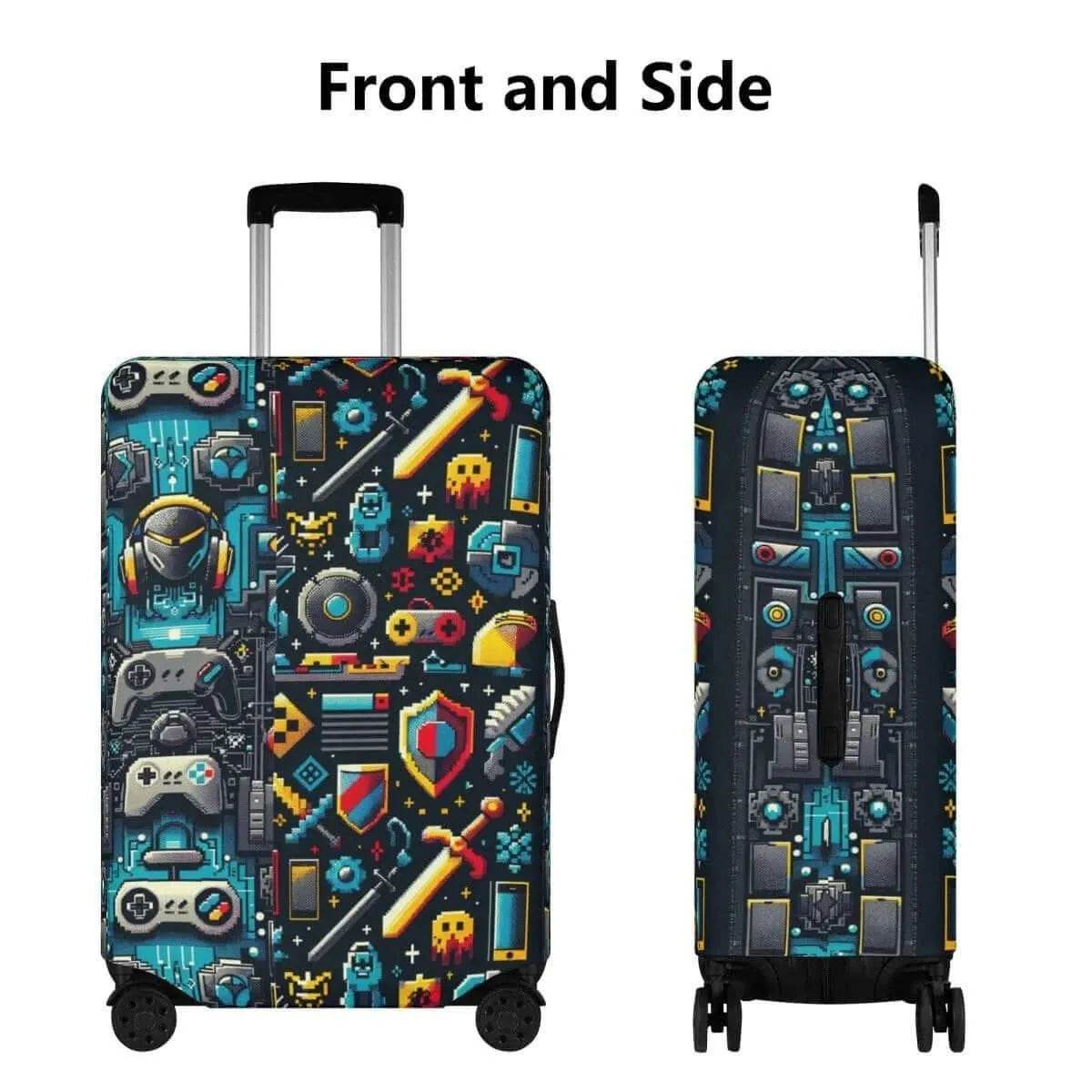 Retro Gaming Luggage Cover for Travel Enthusiasts - Stylish Durable Protection - Iron Phoenix GHG