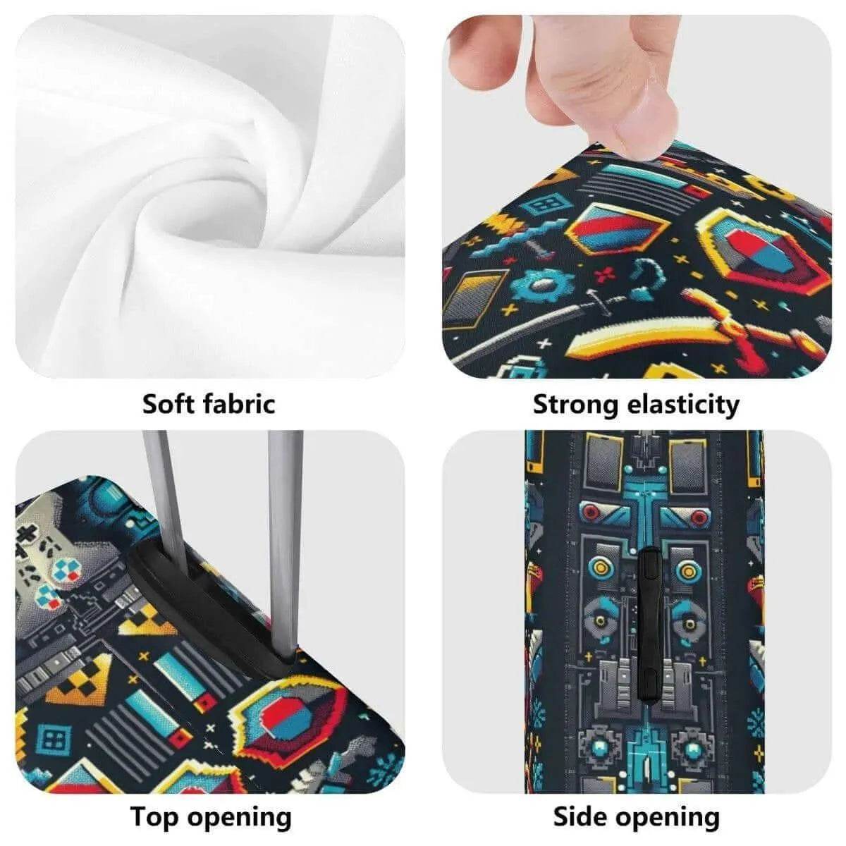 Retro Gaming Luggage Cover for Travel Enthusiasts - Stylish Durable Protection - Iron Phoenix GHG