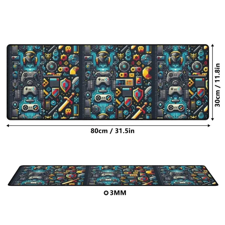 Retro Gaming Desk Mat | Pixel Art Gamer Mouse Pad - Iron Phoenix GHG
