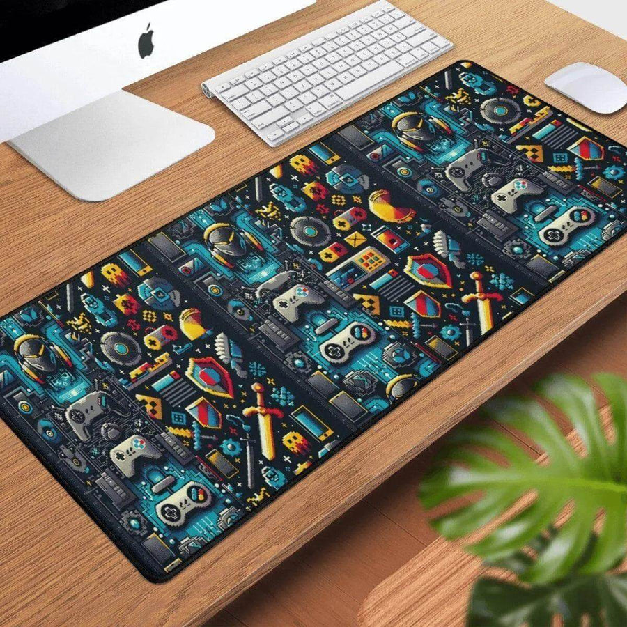 Retro Gaming Desk Mat | Pixel Art Gamer Mouse Pad - Iron Phoenix GHG