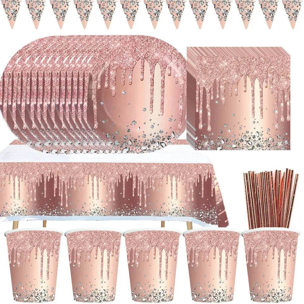 Rose Gold Party Tableware Set - Eco Gamer Party Gear - Iron Phoenix GHG