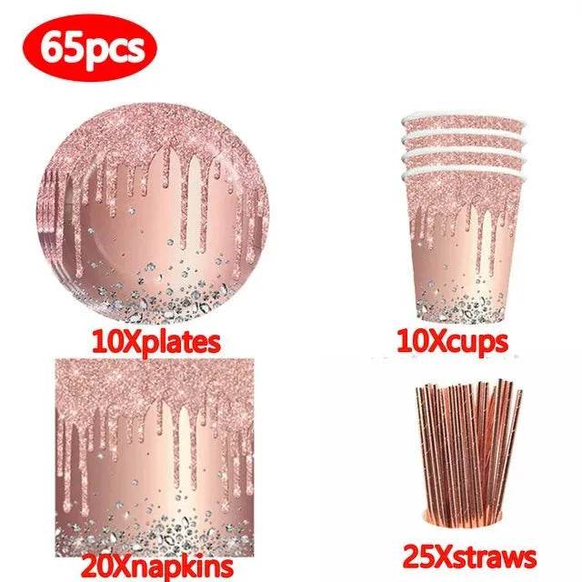Rose Gold Party Tableware Set - Eco Gamer Party Gear - Iron Phoenix GHG
