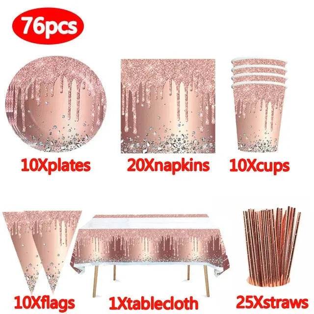 Rose Gold Party Tableware Set - Eco Gamer Party Gear - Iron Phoenix GHG