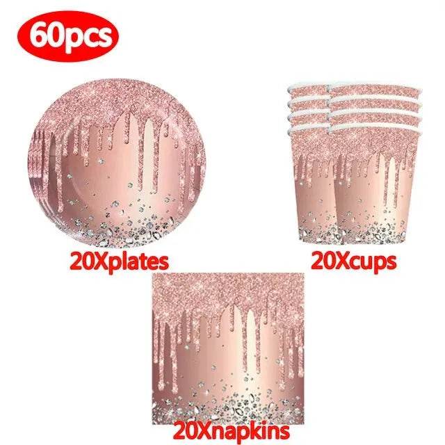 Rose Gold Party Tableware Set - Eco Gamer Party Gear - Iron Phoenix GHG