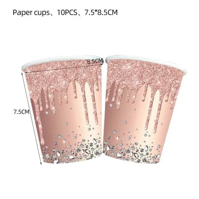Rose Gold Party Tableware Set - Eco Gamer Party Gear - Iron Phoenix GHG