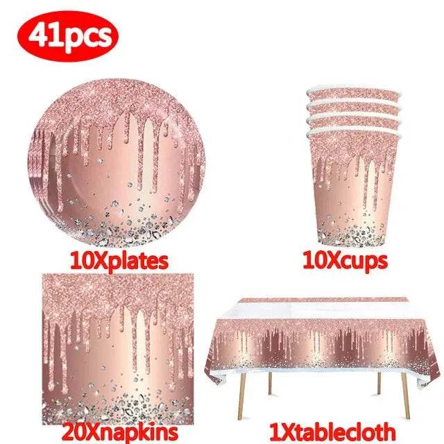 Rose Gold Party Tableware Set - Eco Gamer Party Gear - Iron Phoenix GHG