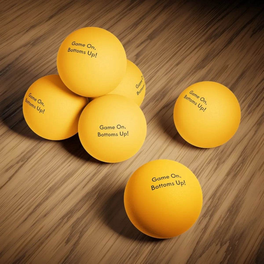 Sarcastic Beer Pong Balls - "Game On Bottoms Up" - Iron Phoenix GHG