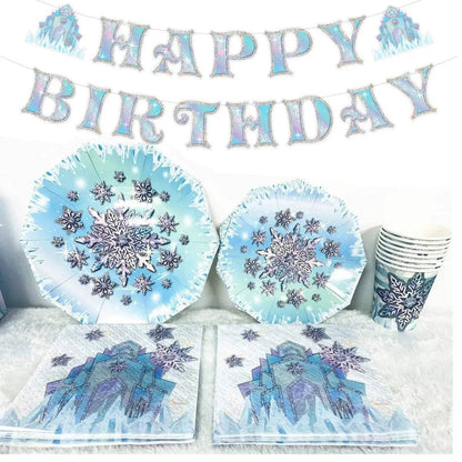 Snowflake Party Supplies Tableware Set Winter Wonderland - Iron Phoenix GHG