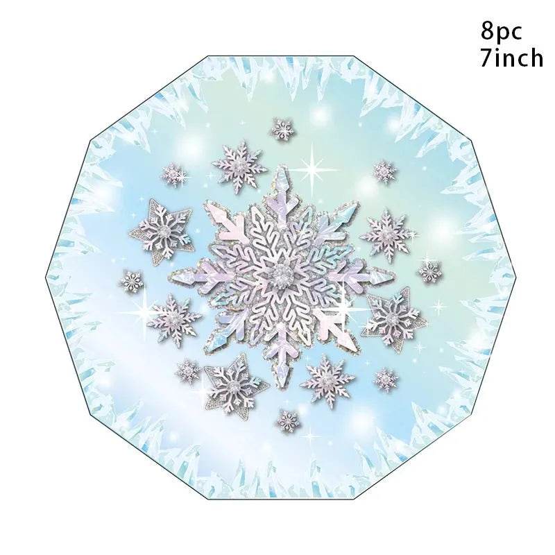 Snowflake Party Supplies Tableware Set Winter Wonderland - Iron Phoenix GHG