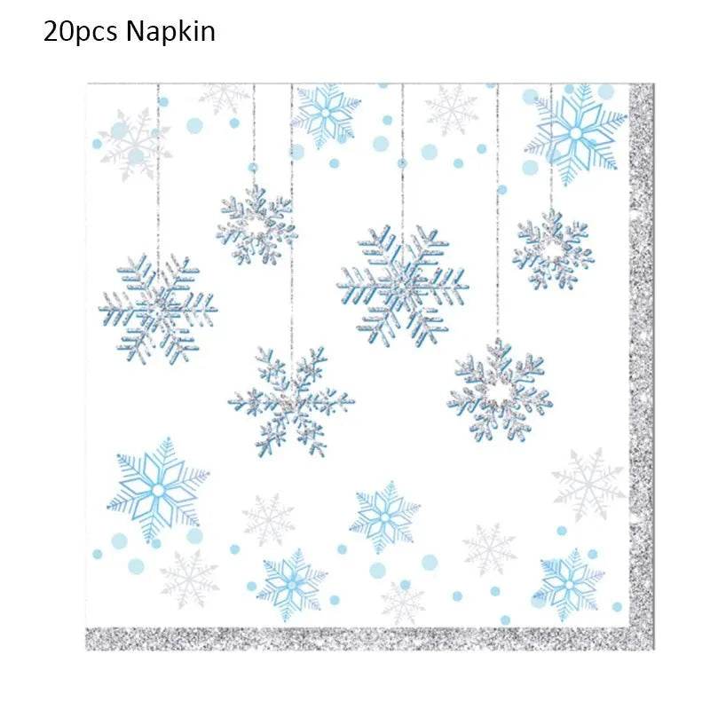 Snowflake Party Supplies Tableware Set Winter Wonderland - Iron Phoenix GHG