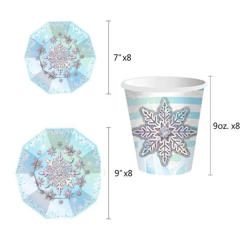Snowflake Party Supplies Tableware Set Winter Wonderland - Iron Phoenix GHG