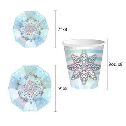 Snowflake Party Supplies Tableware Set Winter Wonderland - Iron Phoenix GHG