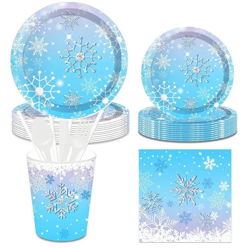 Snowflake Party Supplies Tableware Set Winter Wonderland - Iron Phoenix GHG