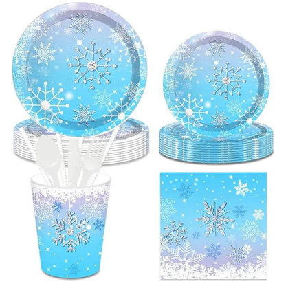 Snowflake Party Supplies Tableware Set Winter Wonderland - Iron Phoenix GHG