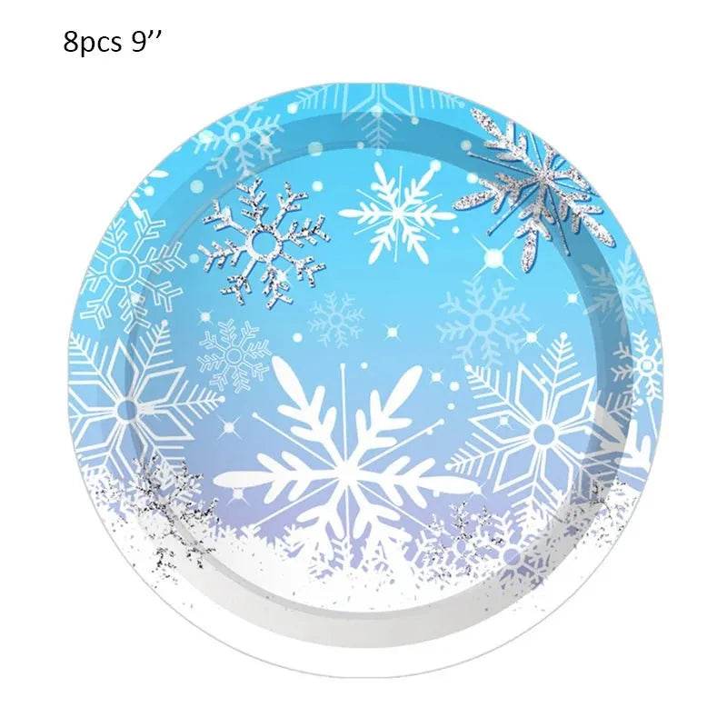 Snowflake Party Supplies Tableware Set Winter Wonderland - Iron Phoenix GHG