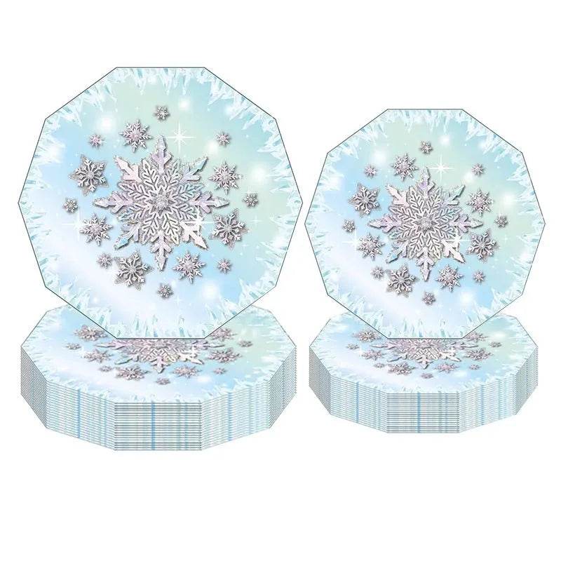 Snowflake Party Supplies Tableware Set Winter Wonderland - Iron Phoenix GHG
