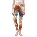 Beige Swirl Print Leggings | Fluid Art Yoga Gaming Tights - Image 1