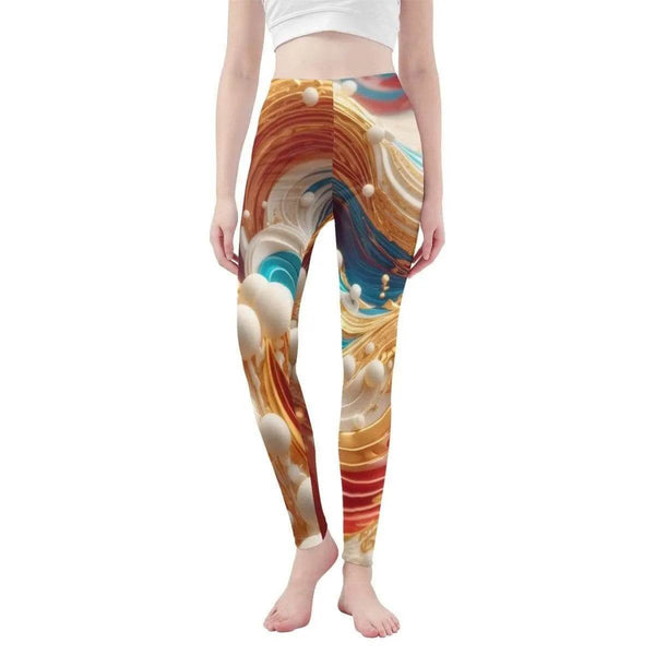 Soft Beige Swirl Leggings - Gaming, Sports & Outdoor Comfort - Iron Phoenix GHG