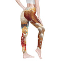 Beige Swirl Print Leggings | Fluid Art Yoga Gaming Tights - Image 2