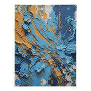 Textured Paint Blanket | Blue Orange Abstract Fleece Throw - Iron Phoenix GHG