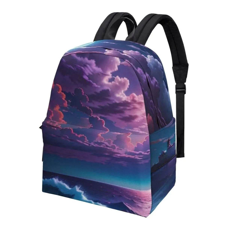 Purple Sunset Backpack | Calming Seascape School Bag - Iron Phoenix GHG