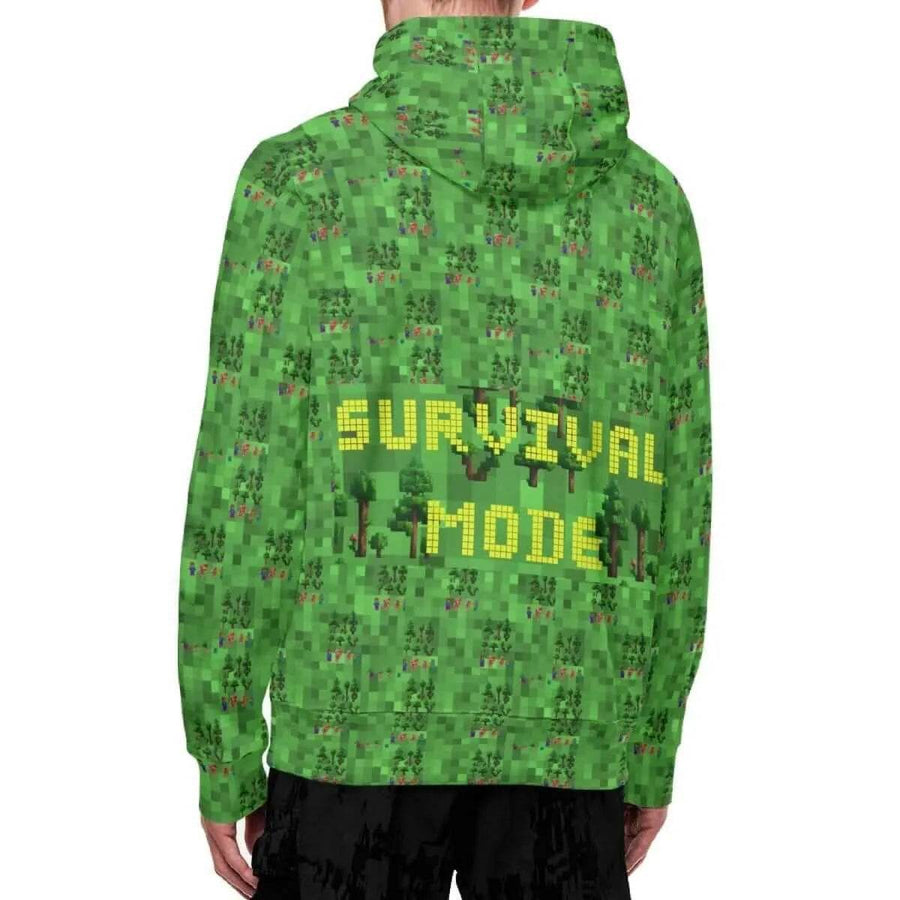 Survival Game Zip Hoodie | Pixel Block World Sweatshirt - Iron Phoenix GHG