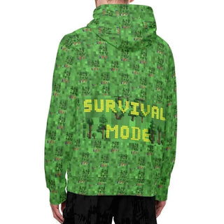 Survival Game Zip Hoodie | Pixel Block World Sweatshirt - Iron Phoenix GHG