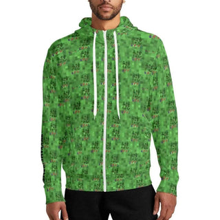 Survival Game Zip Hoodie | Pixel Block World Sweatshirt - Iron Phoenix GHG