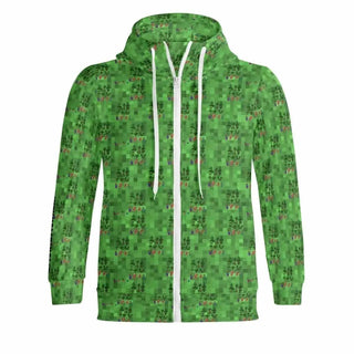 Survival Game Zip Hoodie | Pixel Block World Sweatshirt - Iron Phoenix GHG