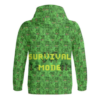 Survival Game Zip Hoodie | Pixel Block World Sweatshirt - Iron Phoenix GHG