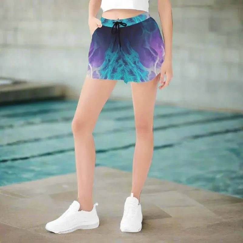 "Cosmic Flame" Teal Athletic Shorts| Iron Phoenix GHG - Iron Phoenix GHG