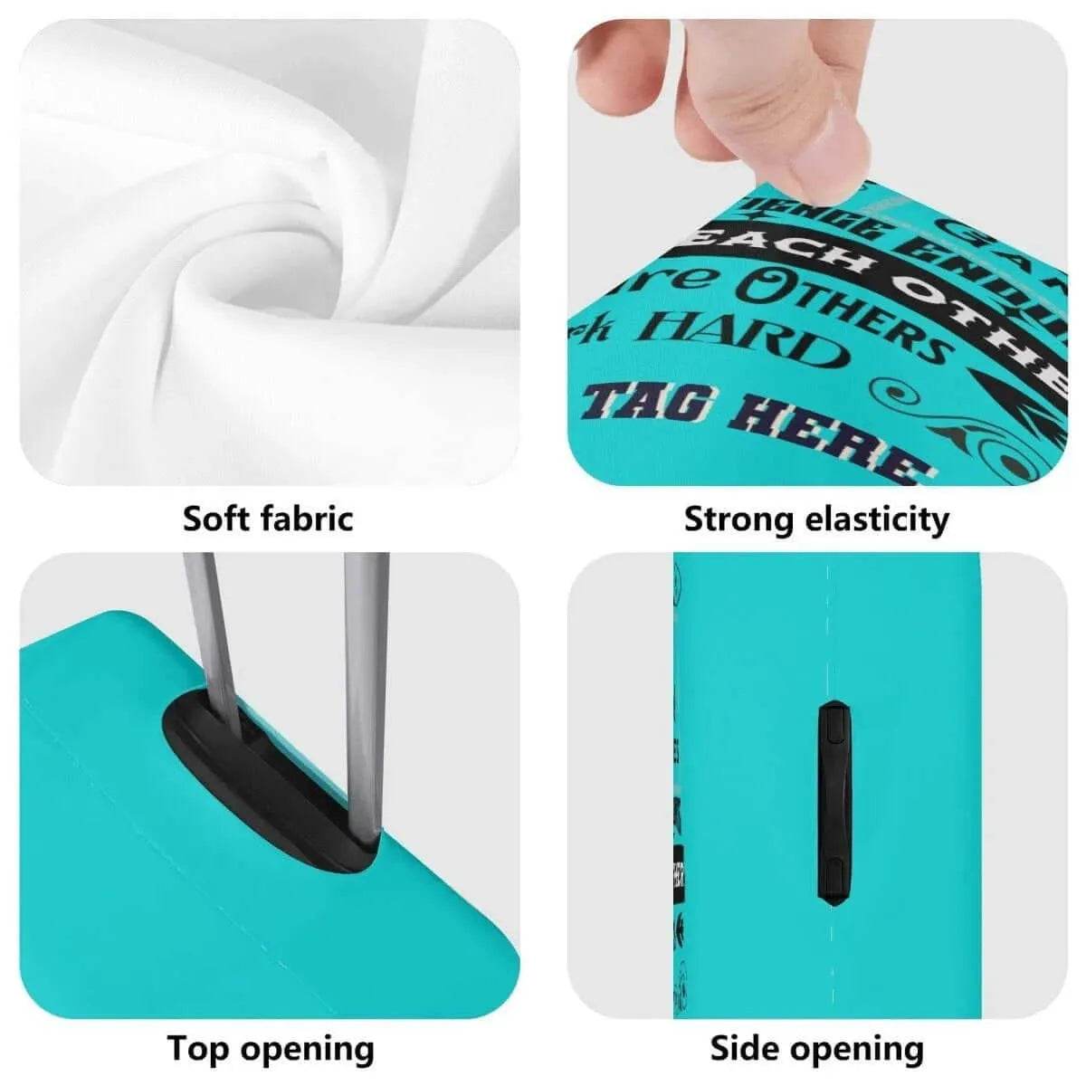 Teal Luggage Cover with Gaming Family Rules - Stylish Travel Accessory - Iron Phoenix GHG